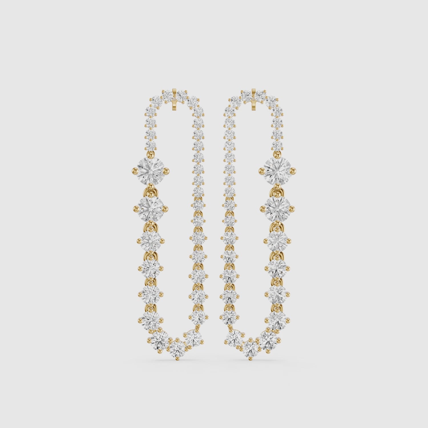 Load video: Reina Graduated Round Lab Grown Diamond Open Loop Drop Earrings