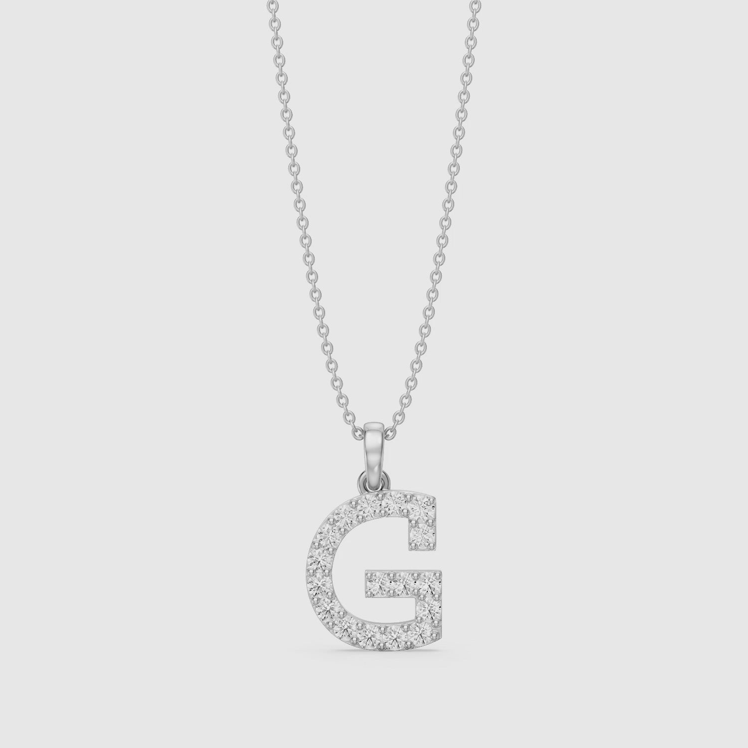Load video: Autumn Lab Grown Diamond G Initial Pendant Necklace