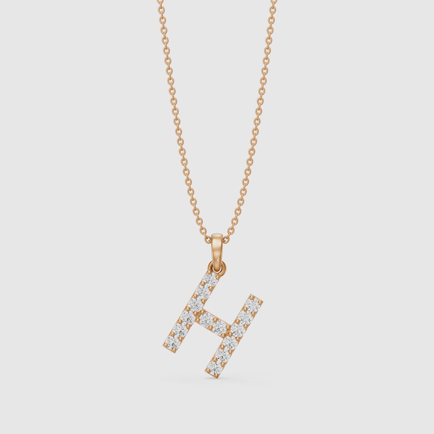Load video: Caroline Lab Grown Diamond H Initial Pendant Necklace