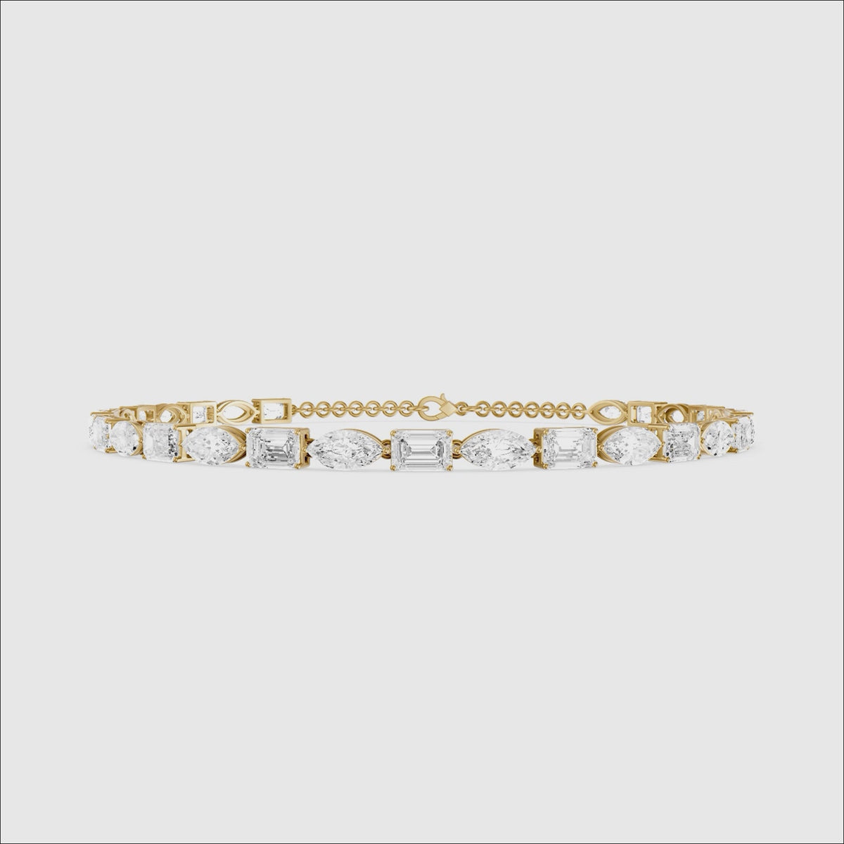 Load video: Winnie Alternating Marquise and Emerald Cut Lab Grown Diamond Tennis Bracelet