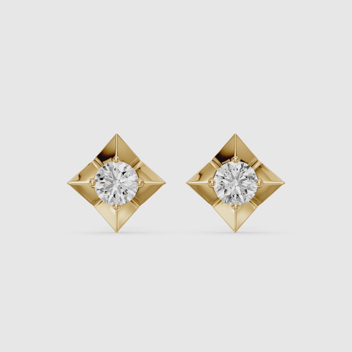 Load video: Xanthe Round Lab Grown Diamond Four Prong Solitaire Stud Earrings