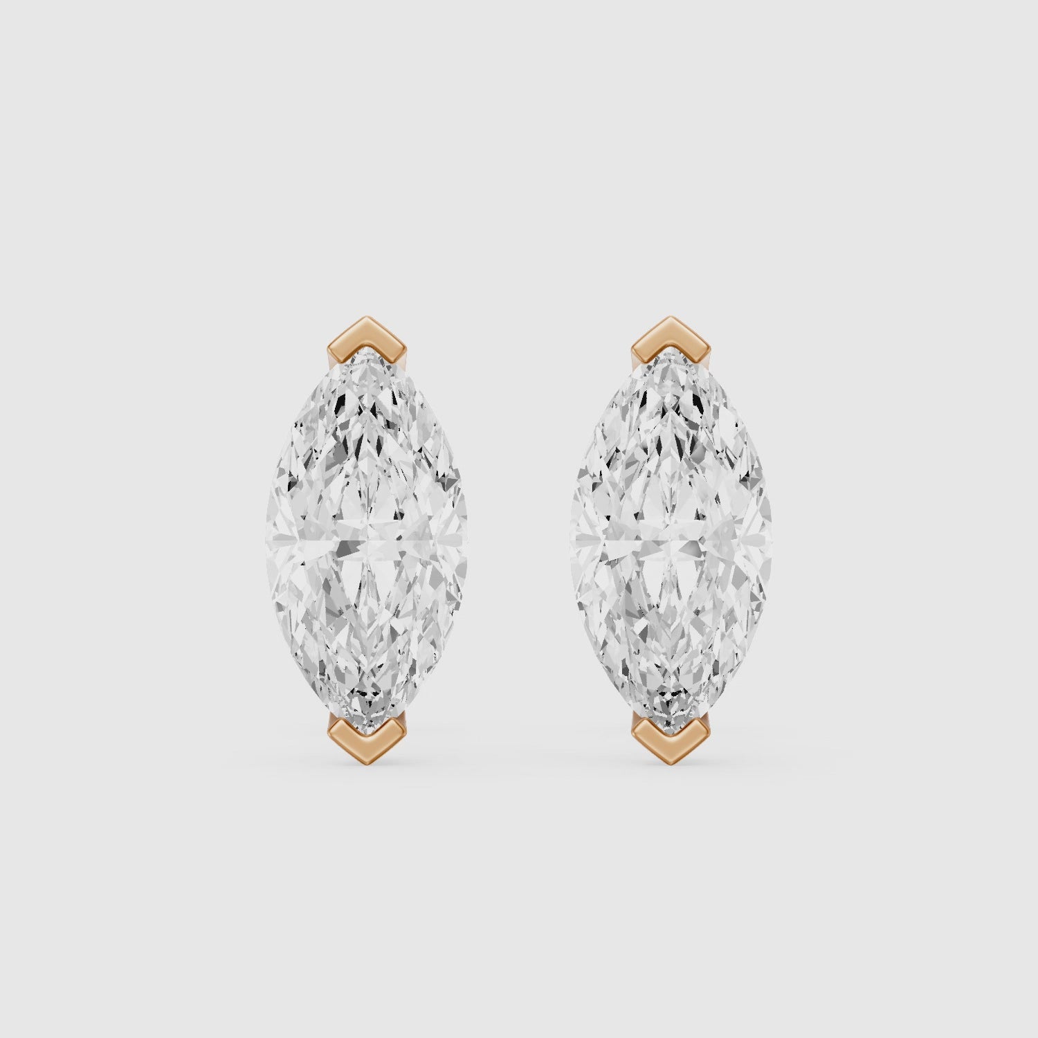 Load video: Joana Marquise Cut Lab Grown Diamond V Prong Stud Earrings