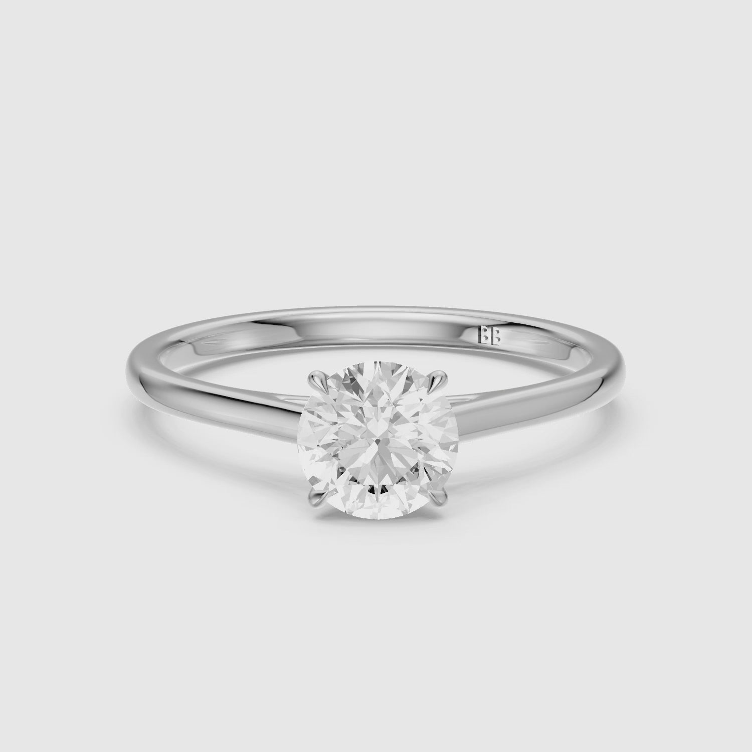Load video: Aubrey 4 Prong Round Cut Solitaire Lab Grown Diamond Ring
