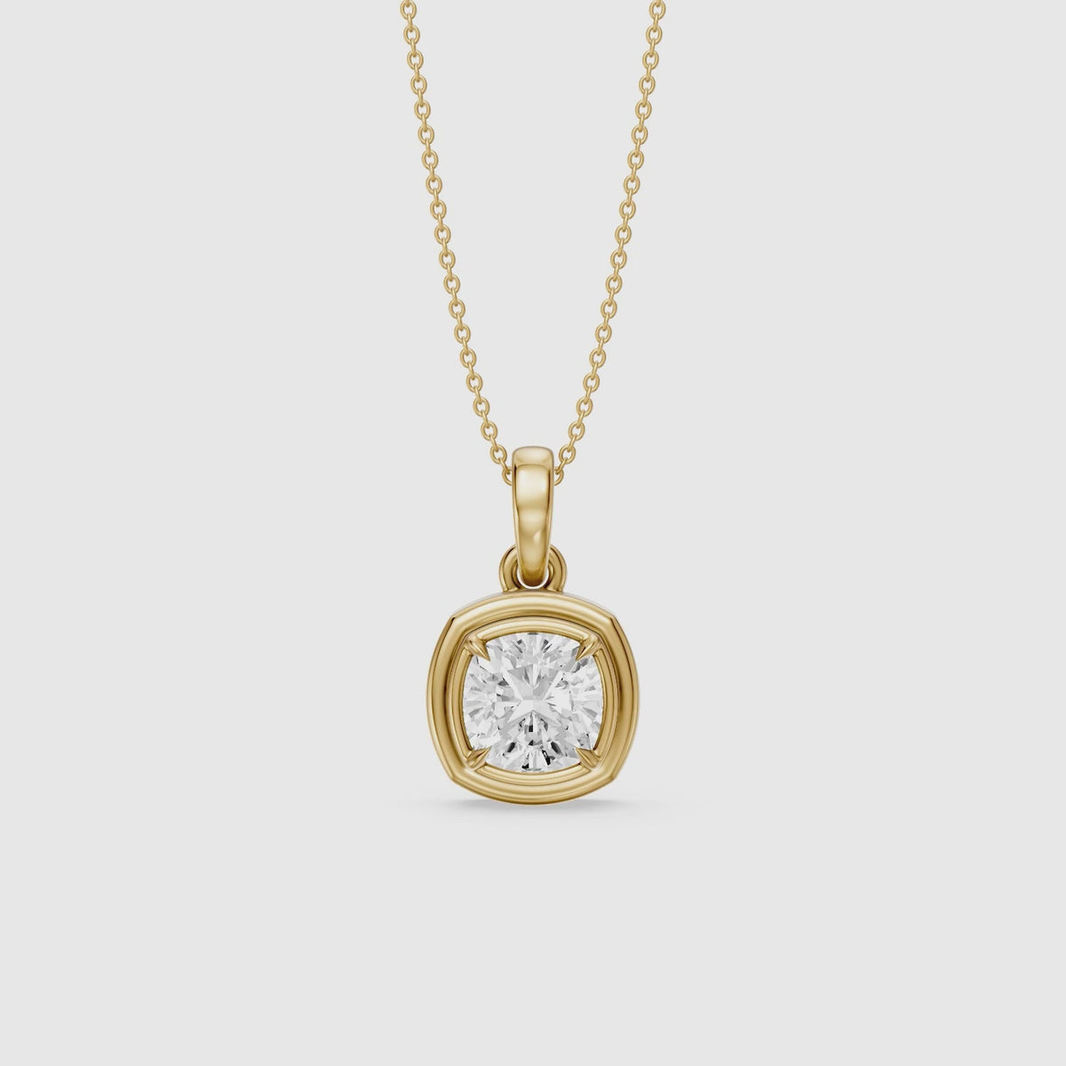 Load video: Dakota Round Lab Grown Diamond Double Bezel Pendant