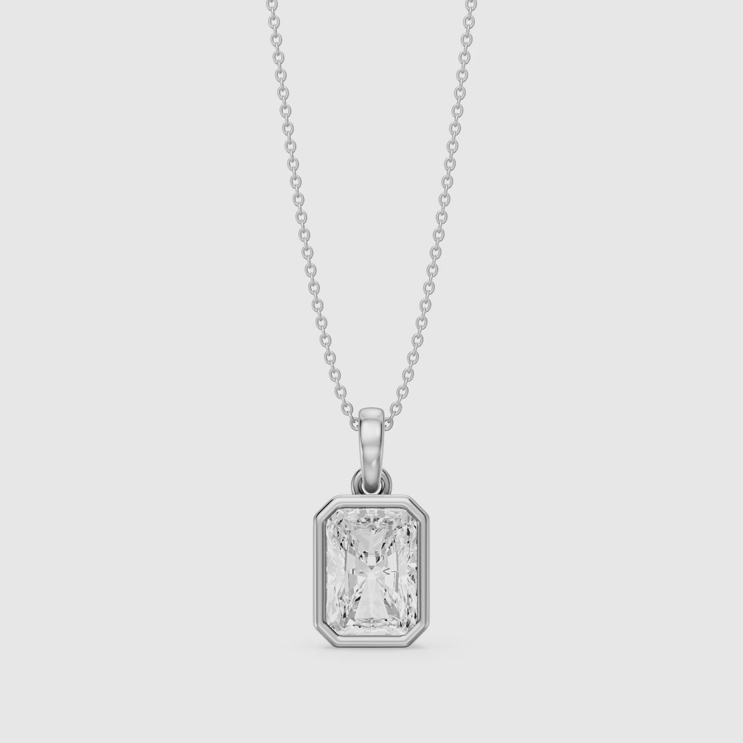 Load video: Gianna Radiant Cut Solitaire Lab Grown Diamond Pendant