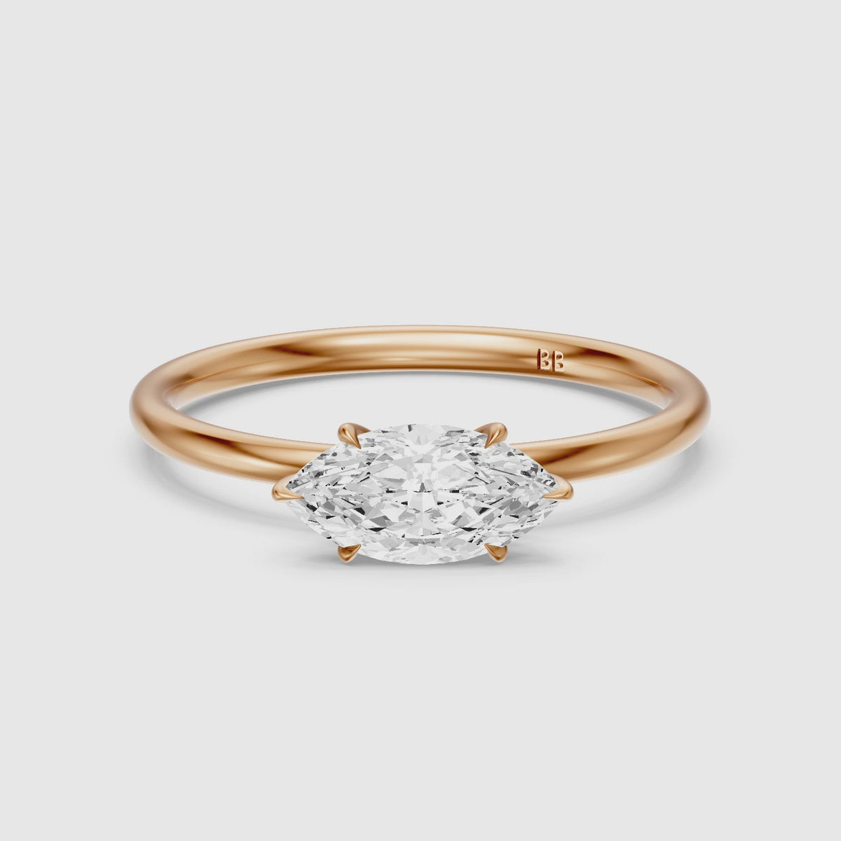 Load video: Azelie Marquise East-West Lab Grown Diamond Engagement Ring With Hidden Halo