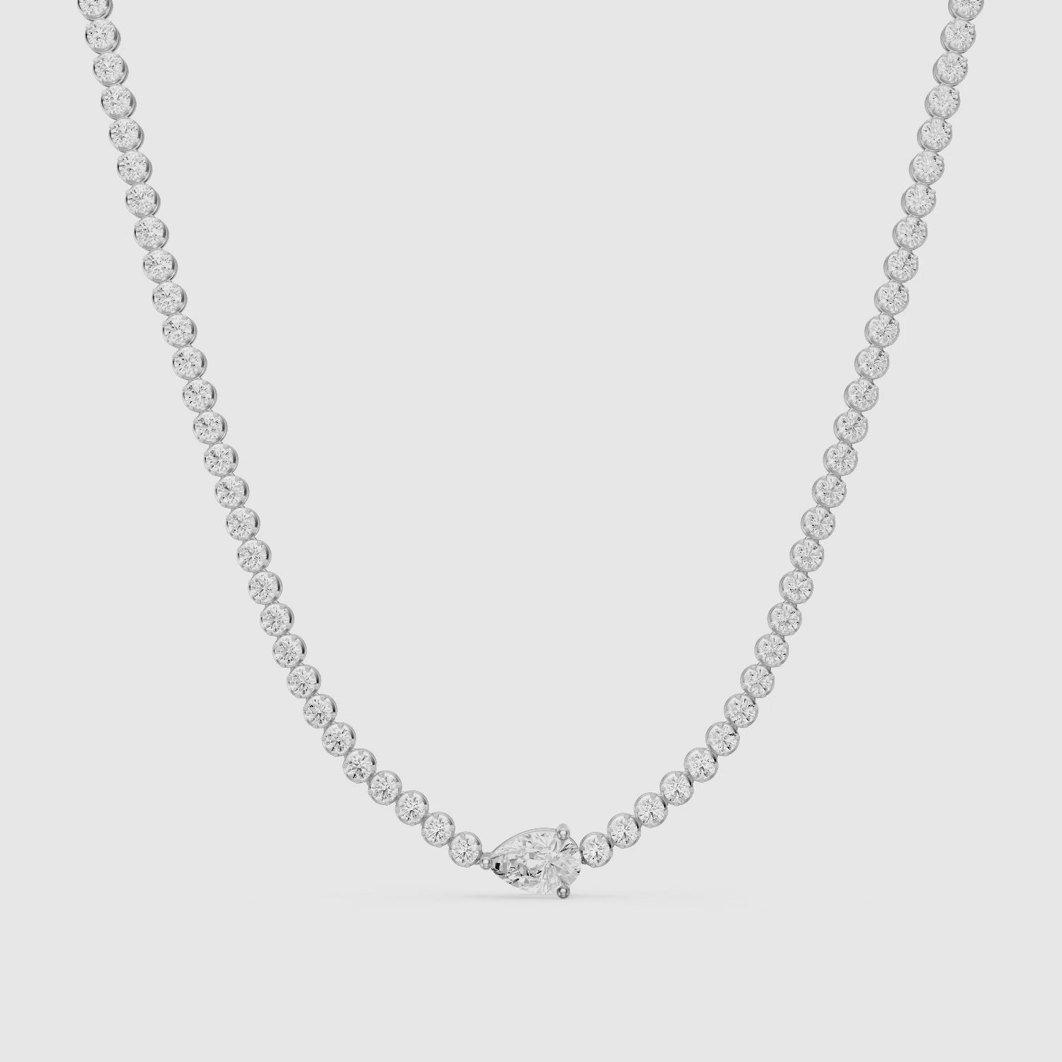 Load video: Laney Pear Lab Grown Diamond Single Station Tennis Necklace