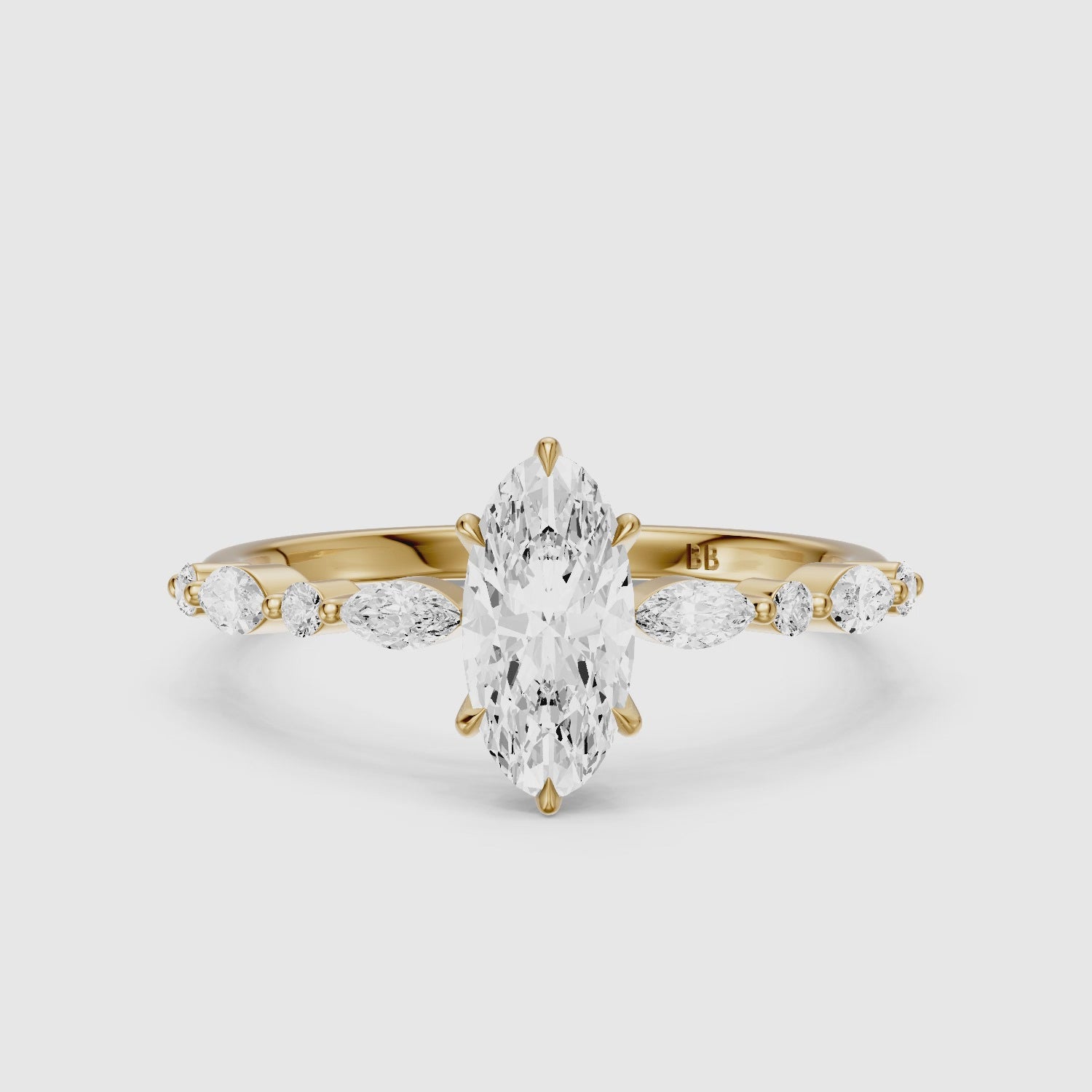 Load video: Alix Moval Cut Lab Grown Diamond Ring with Marquise &amp; Round Cluster Band