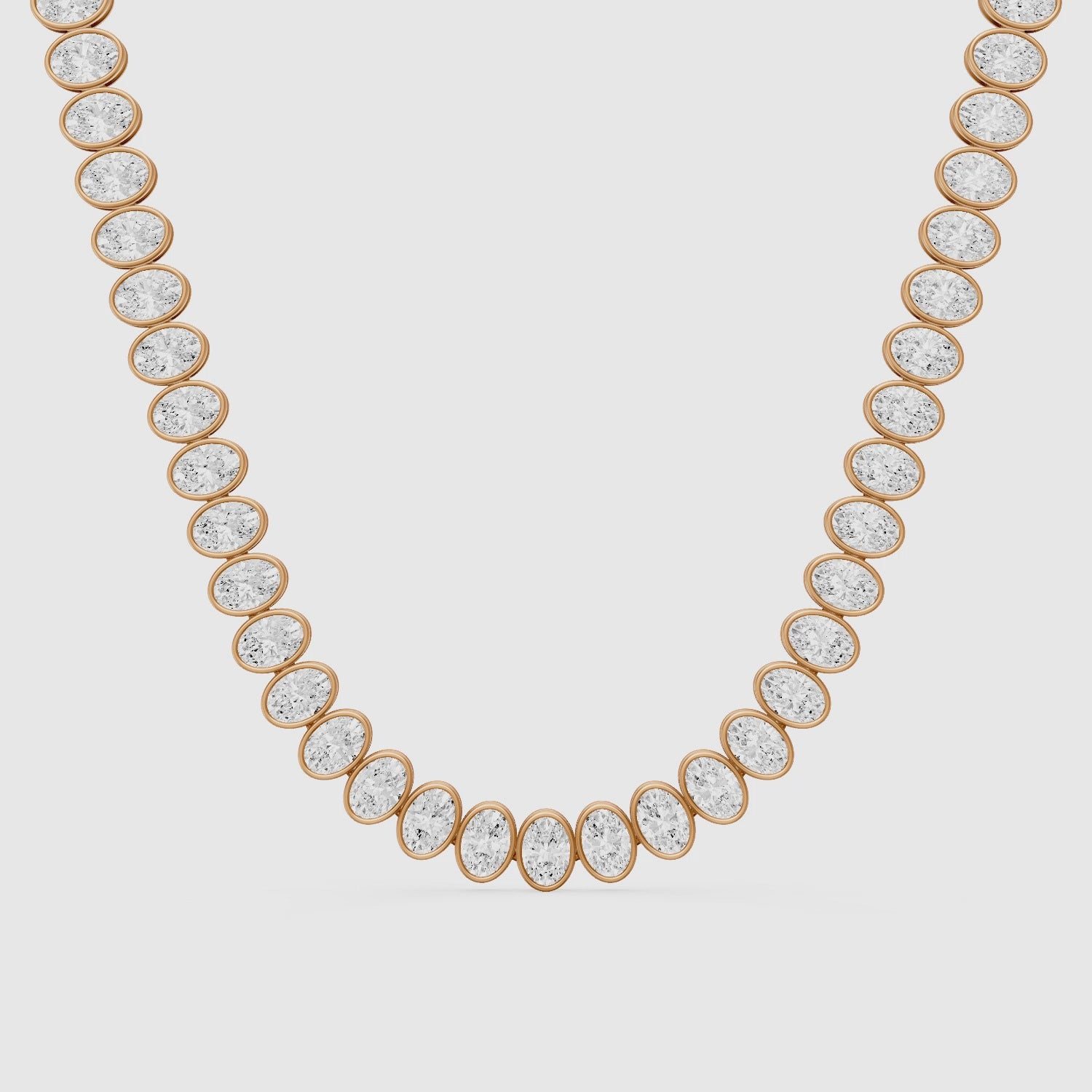 Load video: Melody Oval Lab Grown Diamond Graduated Bezel Set Tennis Necklace