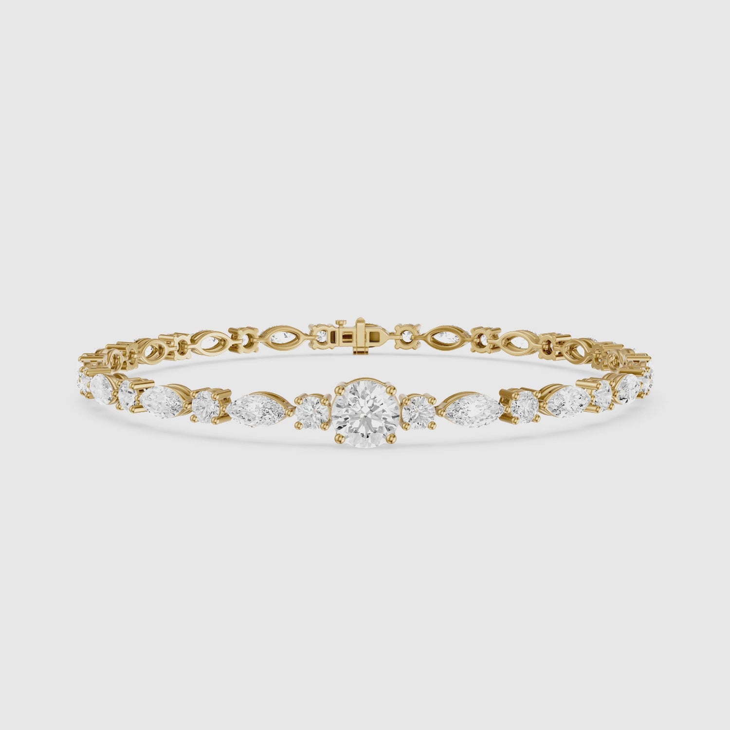 Load video: Kylee Round and Marquise Lab Grown Diamond Tennis Bracelet