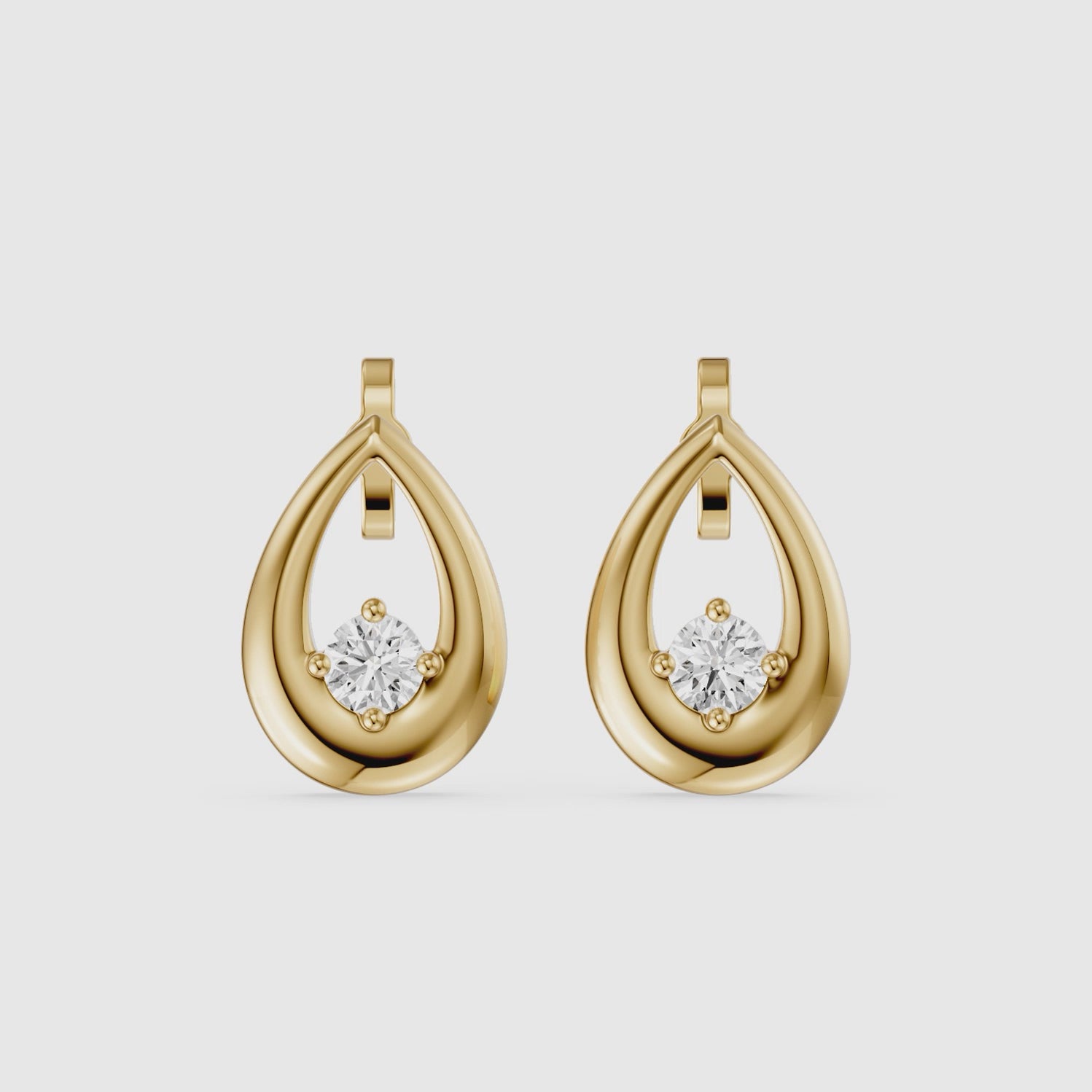 Load video: Nerine Round Lab Grown Diamond Teardrop Drop Earrings