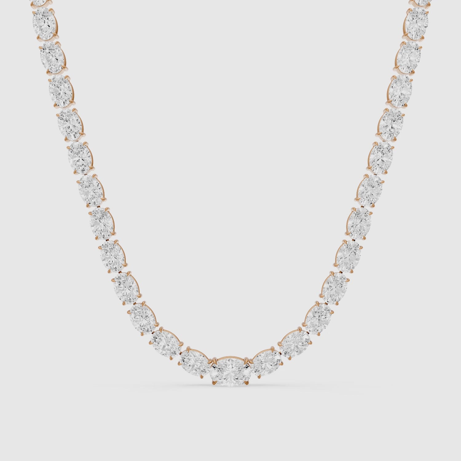 Load video: Magnolia Oval Cut Lab Grown Diamond Four Prong Tennis Necklace