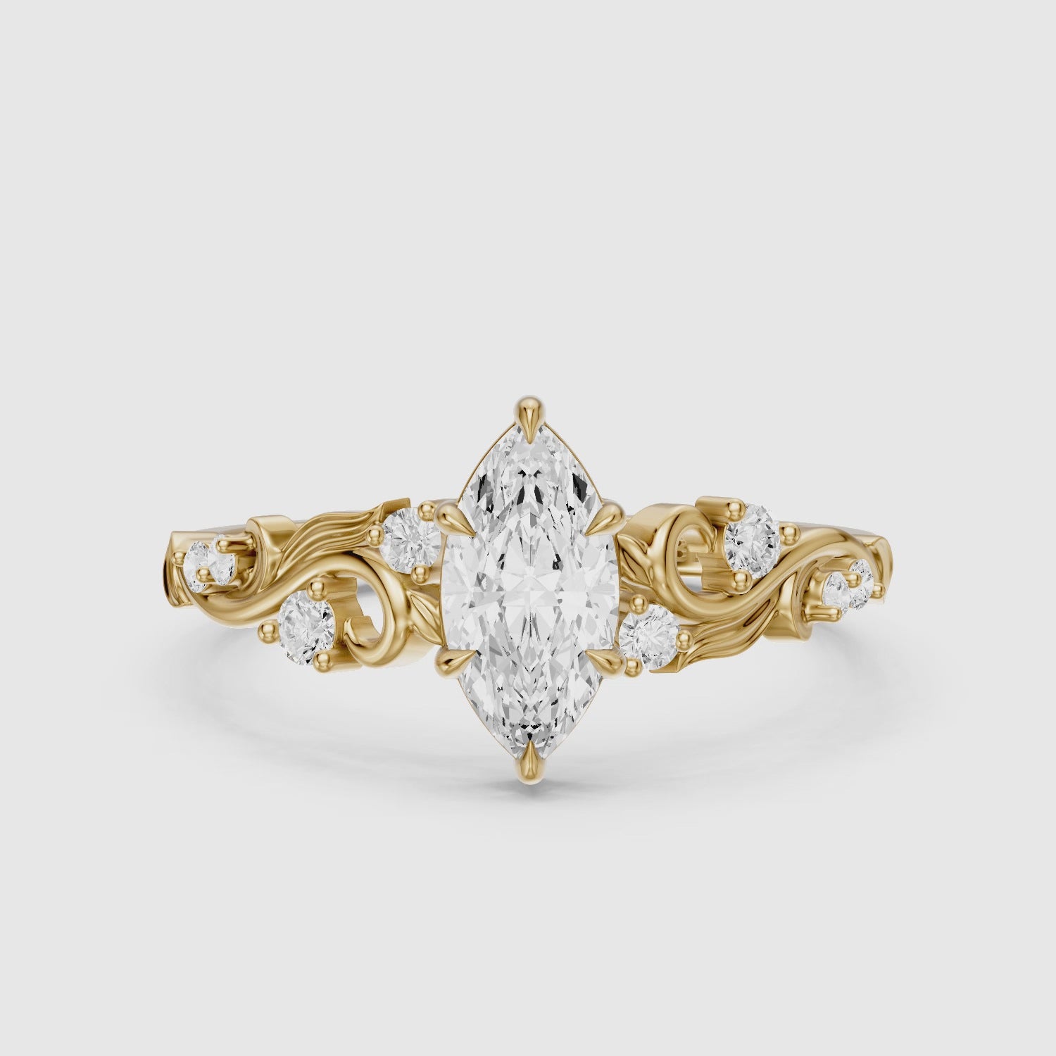 Load video: Lennon Marquise Cut Nature Inspired Lab Grown Diamond Ring
