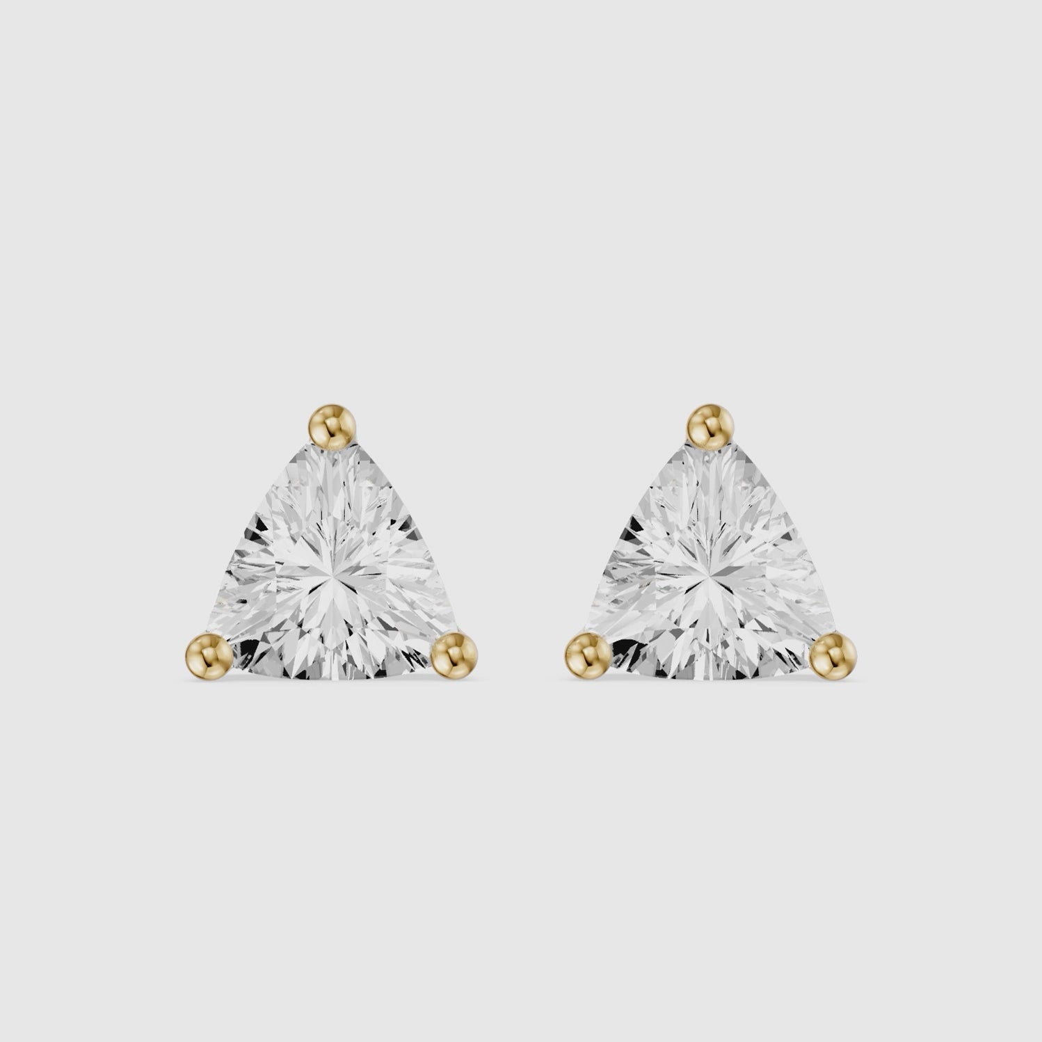 Load video: Delara Trillion Cut Blue Opal Solitaire Three Prong Basket Stud Earrings
