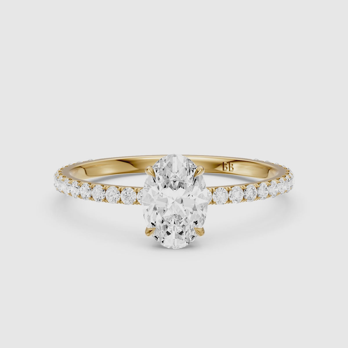 Load video: Aryna Green Hidden Halo Oval Lab Grown Diamond Engagement Ring