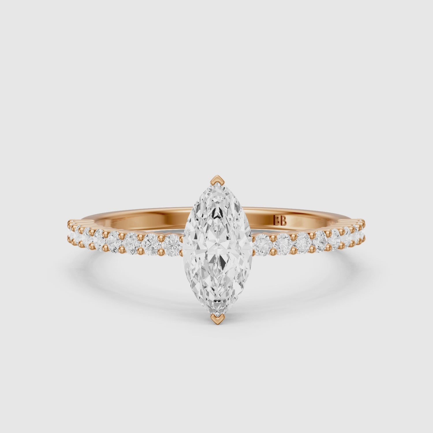 Load video: Molly Marquise Moissanite Diamond Hidden Halo Pavé Ring