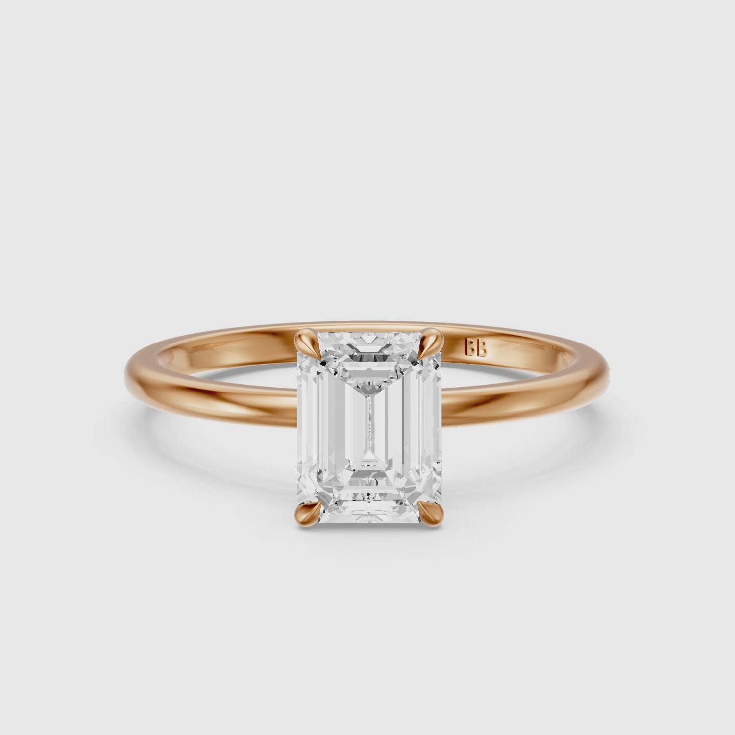 Load video: Sofia 4 Prong Emerald Cut Hidden Halo Lab Grown Diamond Ring