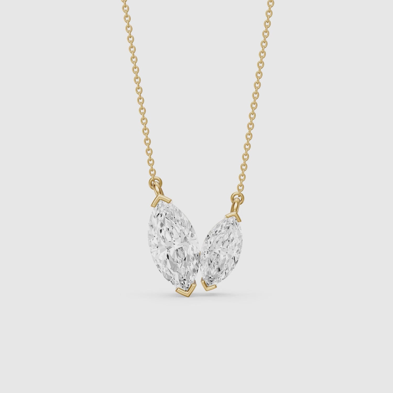 Load video: Blaire Marquise Cut Lab Grown Diamond Toi et Moi Pendant