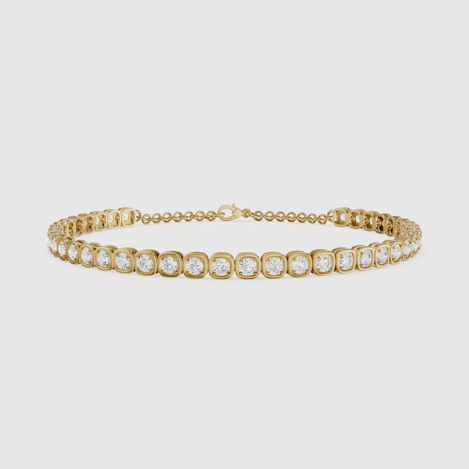 Load video: Cherine Round Lab Grown Diamond Bezel with Prong Tennis Bracelet