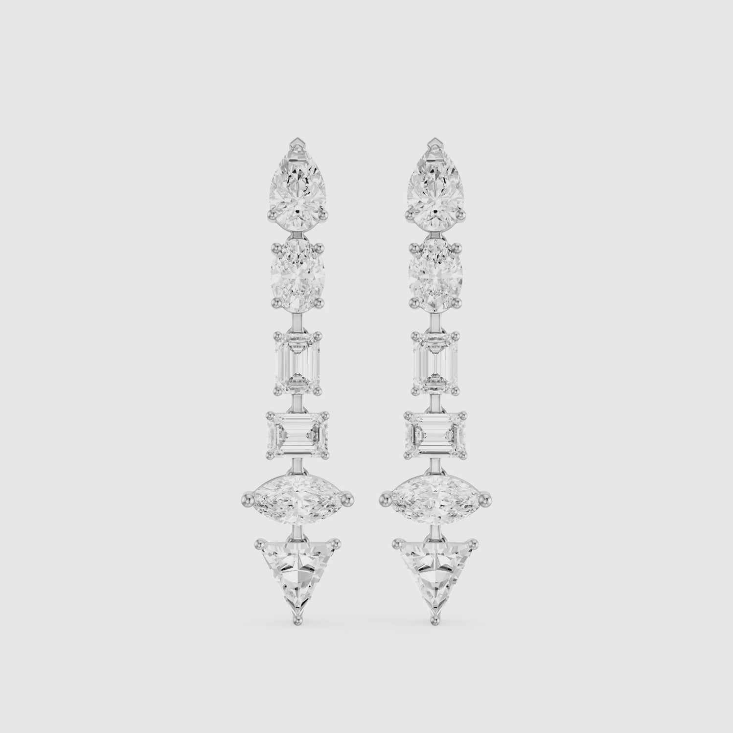 Load video: Dorian Multi Shape Lab Grown Diamond Linear Drop Earrings