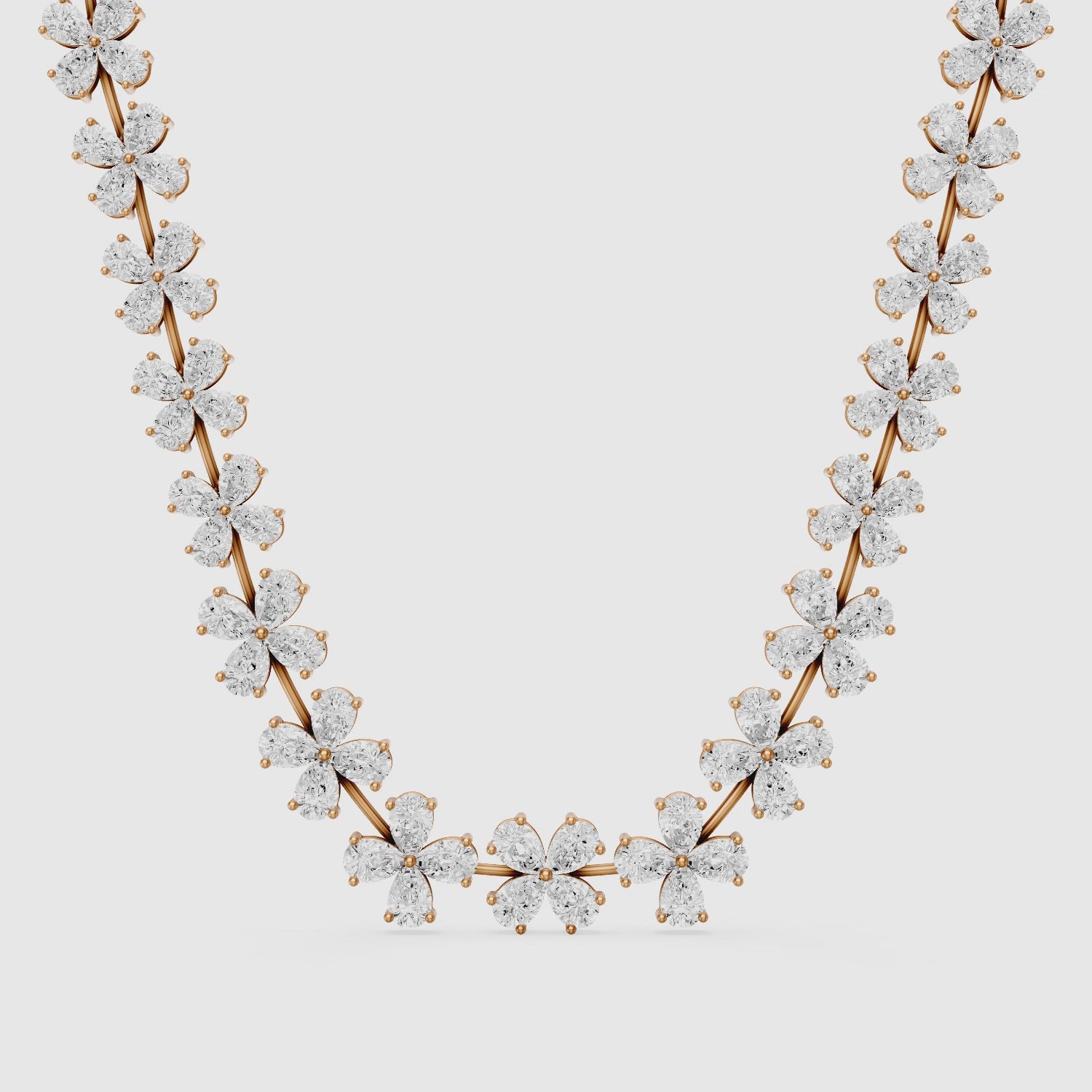 Load video: Margaret Pear Cut Lab Grown Diamond Floral Statement Necklace
