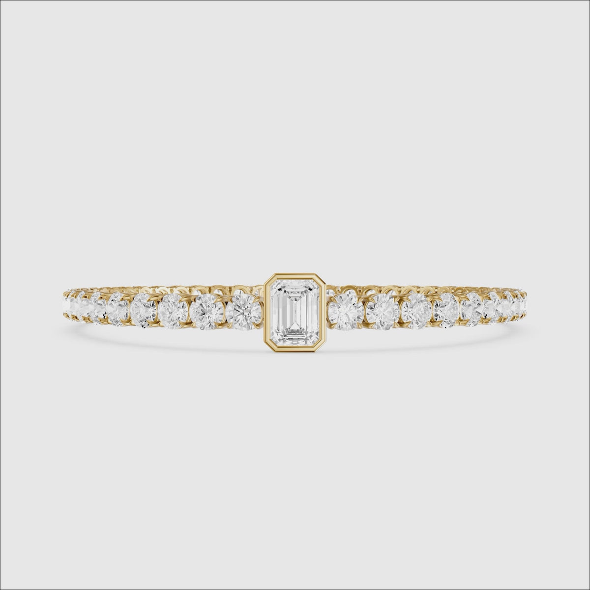 Load video: Greta Emerald Cut Lab Grown Diamond Single Station Tennis Bracelet