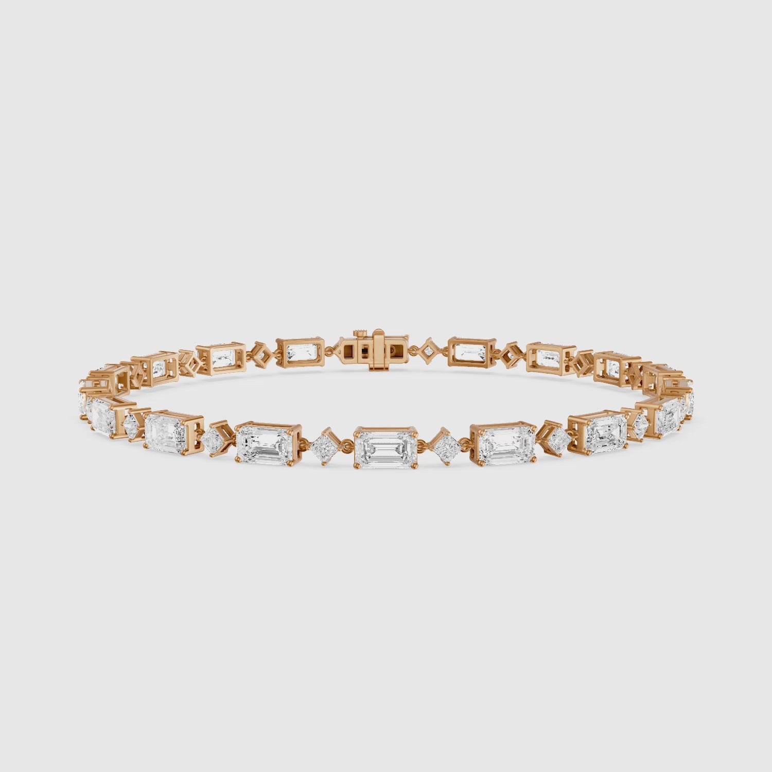 Load video: Fiona East West Princess and Emerald Cut Lab Grown Diamond Tennis Bracelet