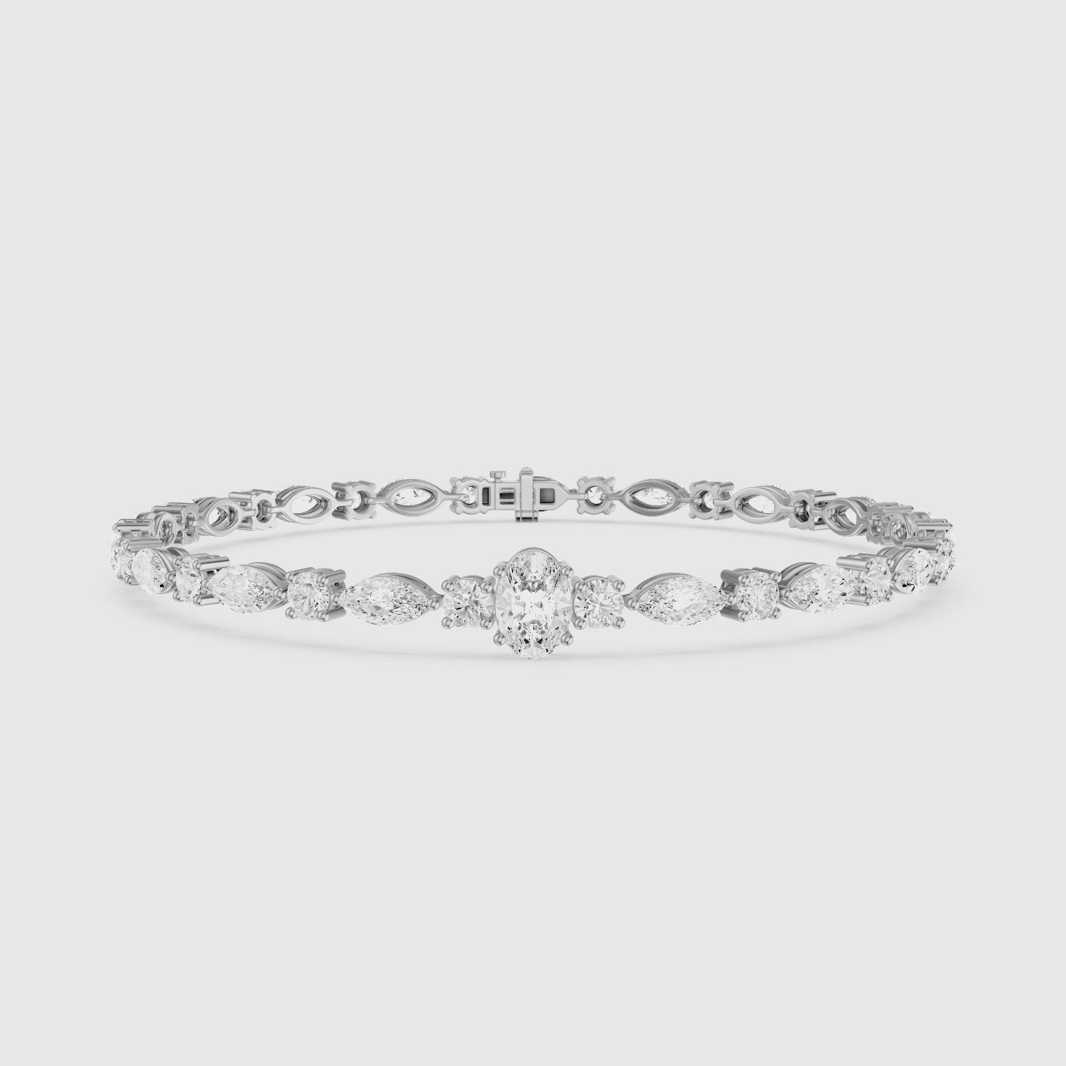Load video: Elina Oval, Round and Marquise Lab Grown Diamond Tennis Bracelet