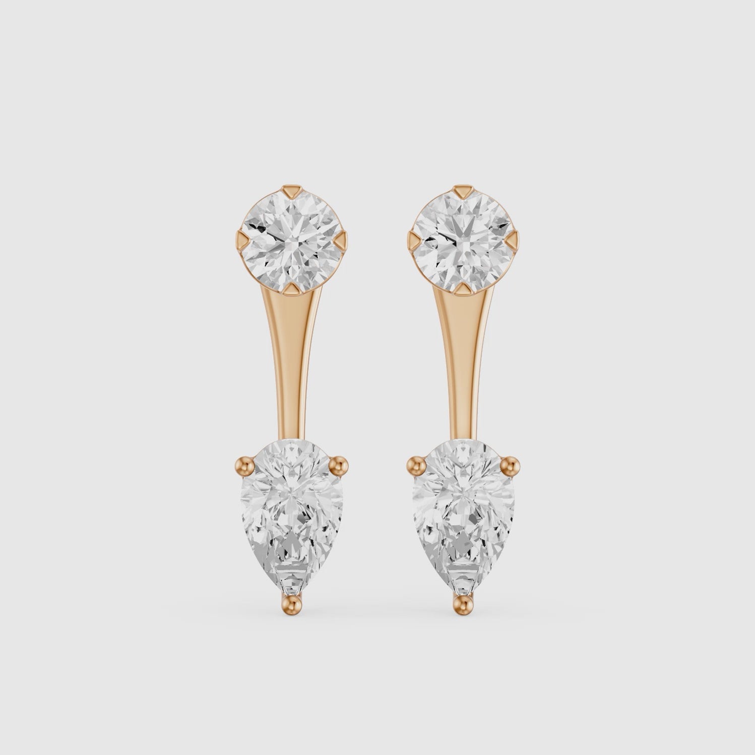 Load video: Lieke Round and Pear Cut Lab Grown Diamond Open Bar Stud Earrings