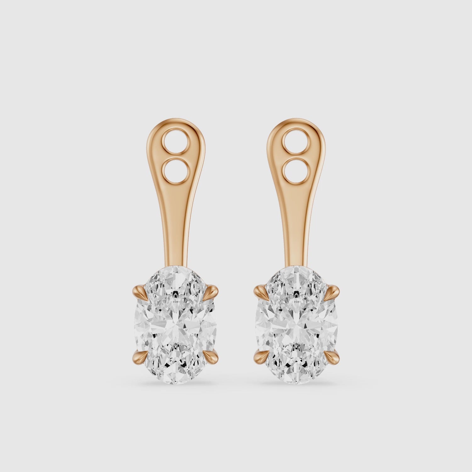 Load video: Lilith Oval Lab Grown Diamond Four Prong Jacket Cuff Earrings