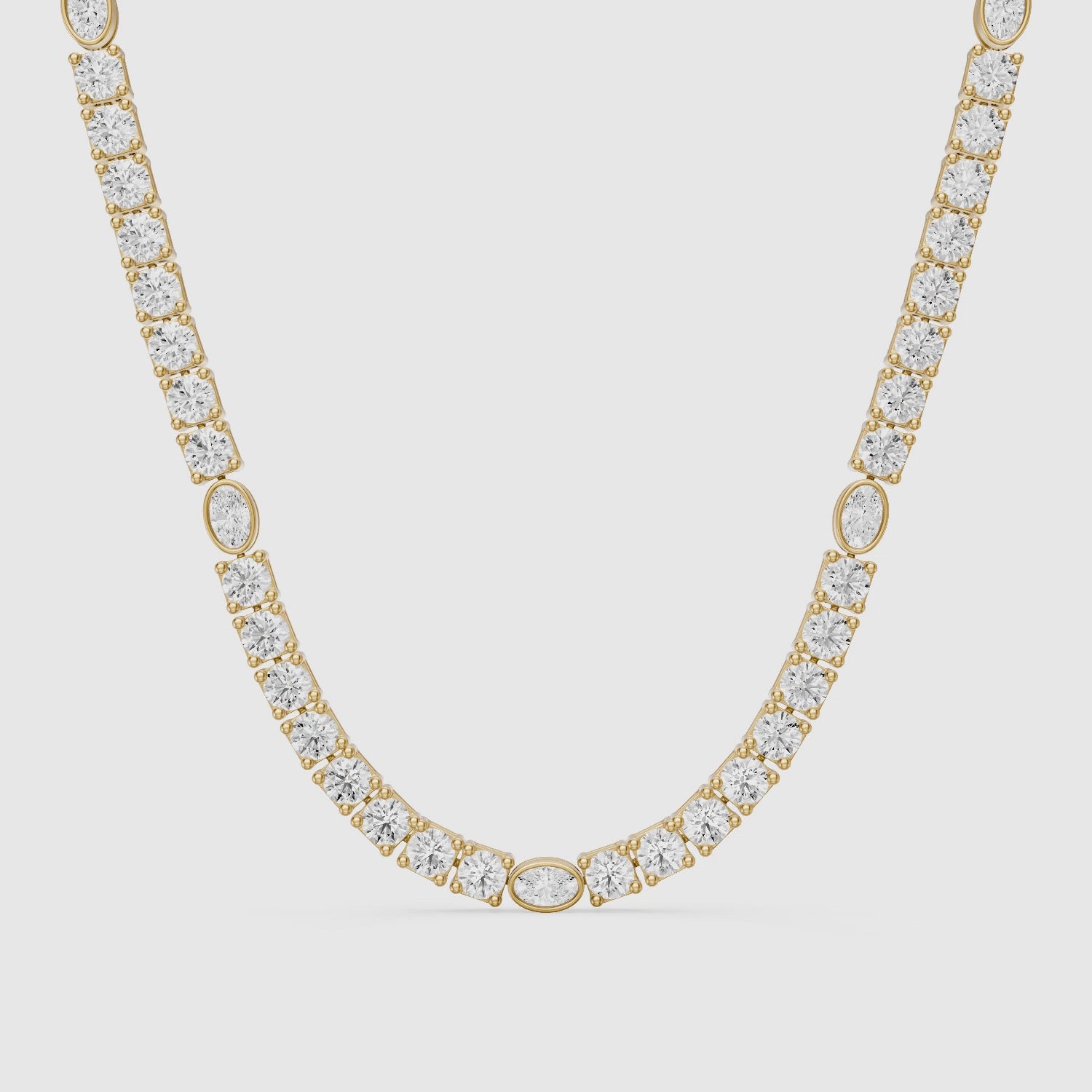 Load video: Juniper Oval Lab Grown Diamond Station Tennis Necklace