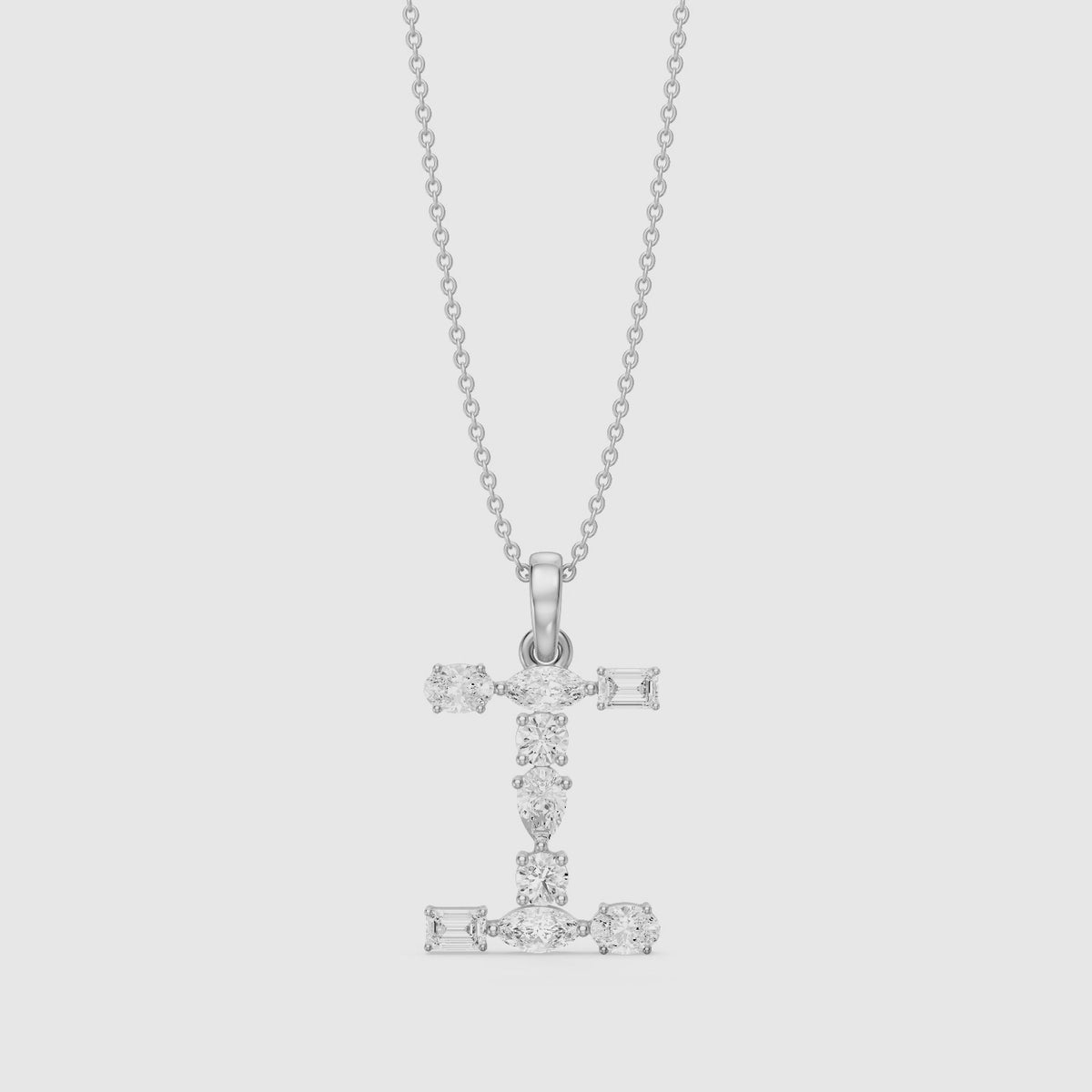 Load video: Hollis Multi Shape Lab Grown Diamond Initial I Pendant
