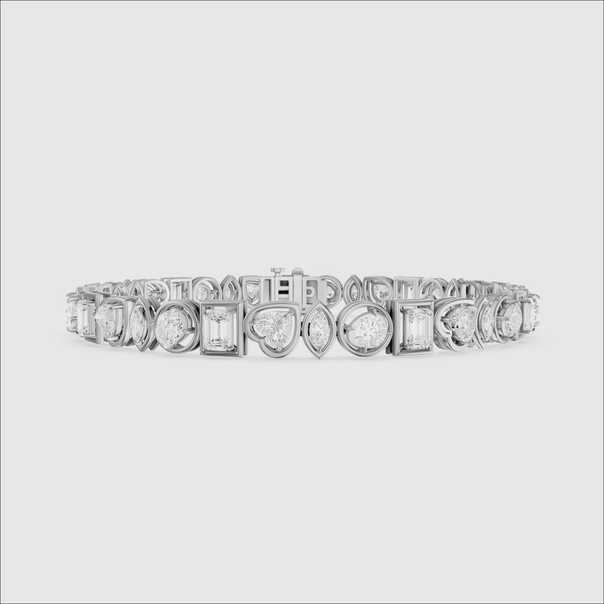 Load video: Deasia Oval, Emerald Cut, Heart and Marquise Lab Grown Diamond Tennis Bracelet