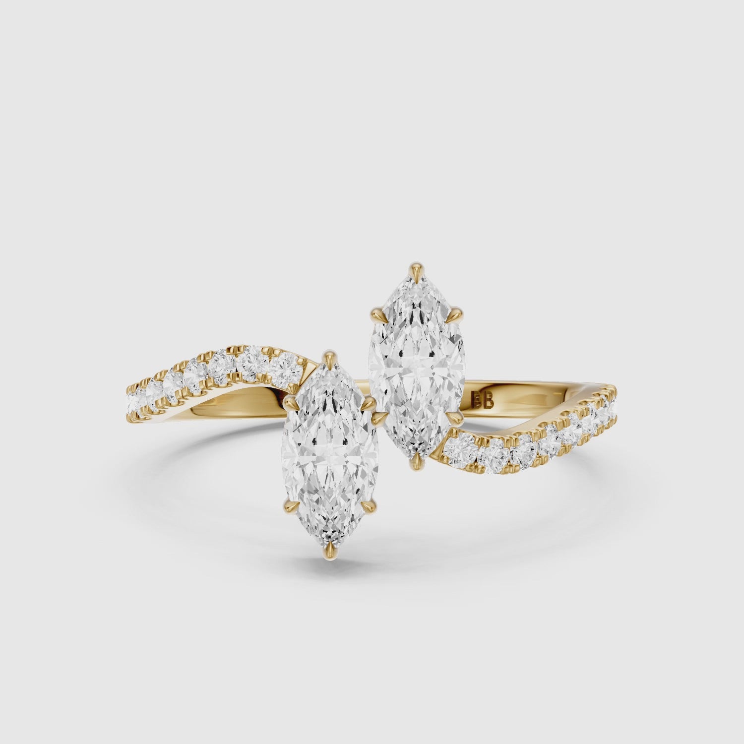 Load video: Linney Toi Et Moi Pave Ring With Both Marquise Two Stone Lab Grown Diamond