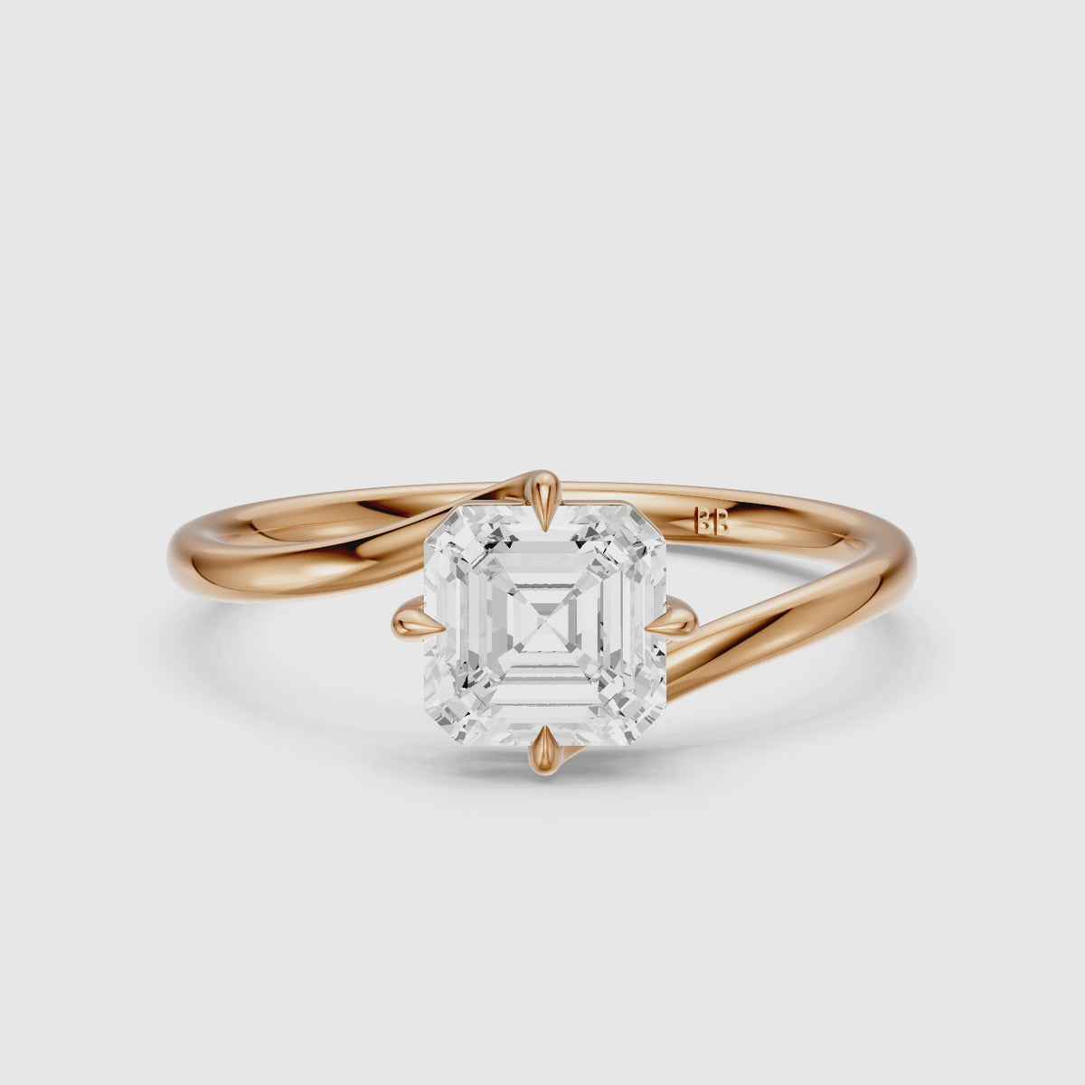 Load video: Oona Asscher Cut Solitaire Bypass Lab Grown Diamond Engagement Ring