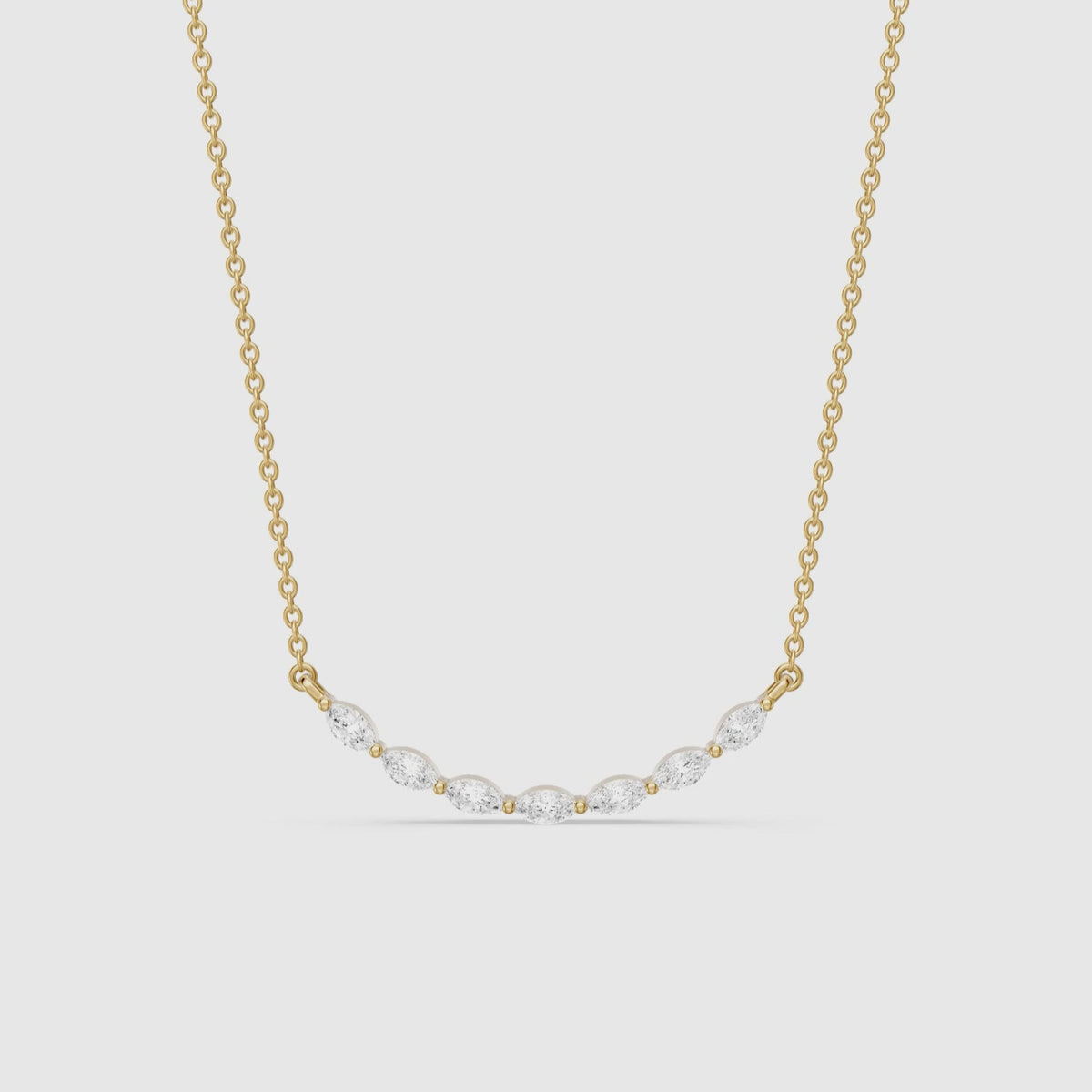 Load video: Frances Marquise Lab Diamond Bar Curved Necklace