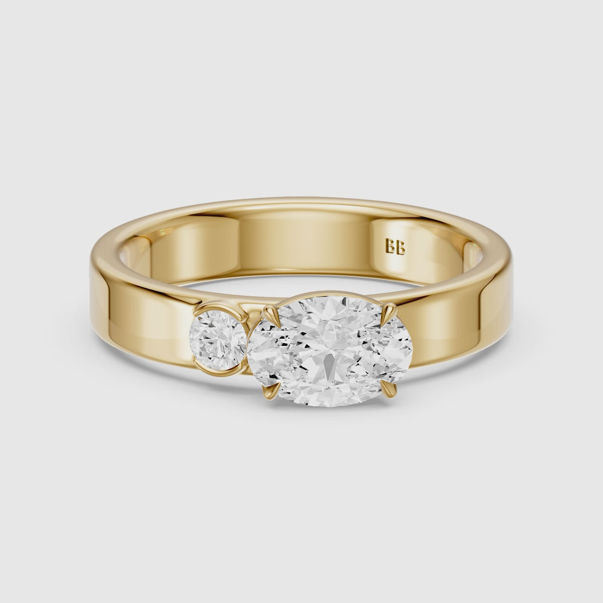 Load video: Tansy Oval Cut Round Side Stone Moissanite Diamond Engagement Ring