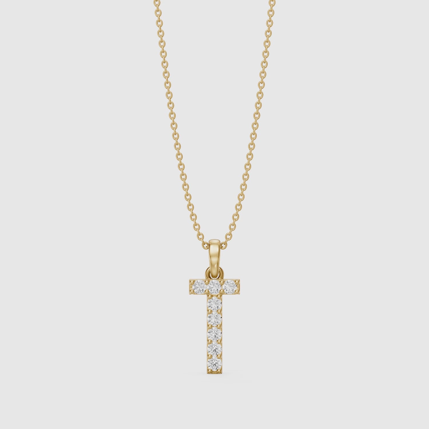 Load video: Veronica Lab Grown Diamond T Initial Pendant Necklace
