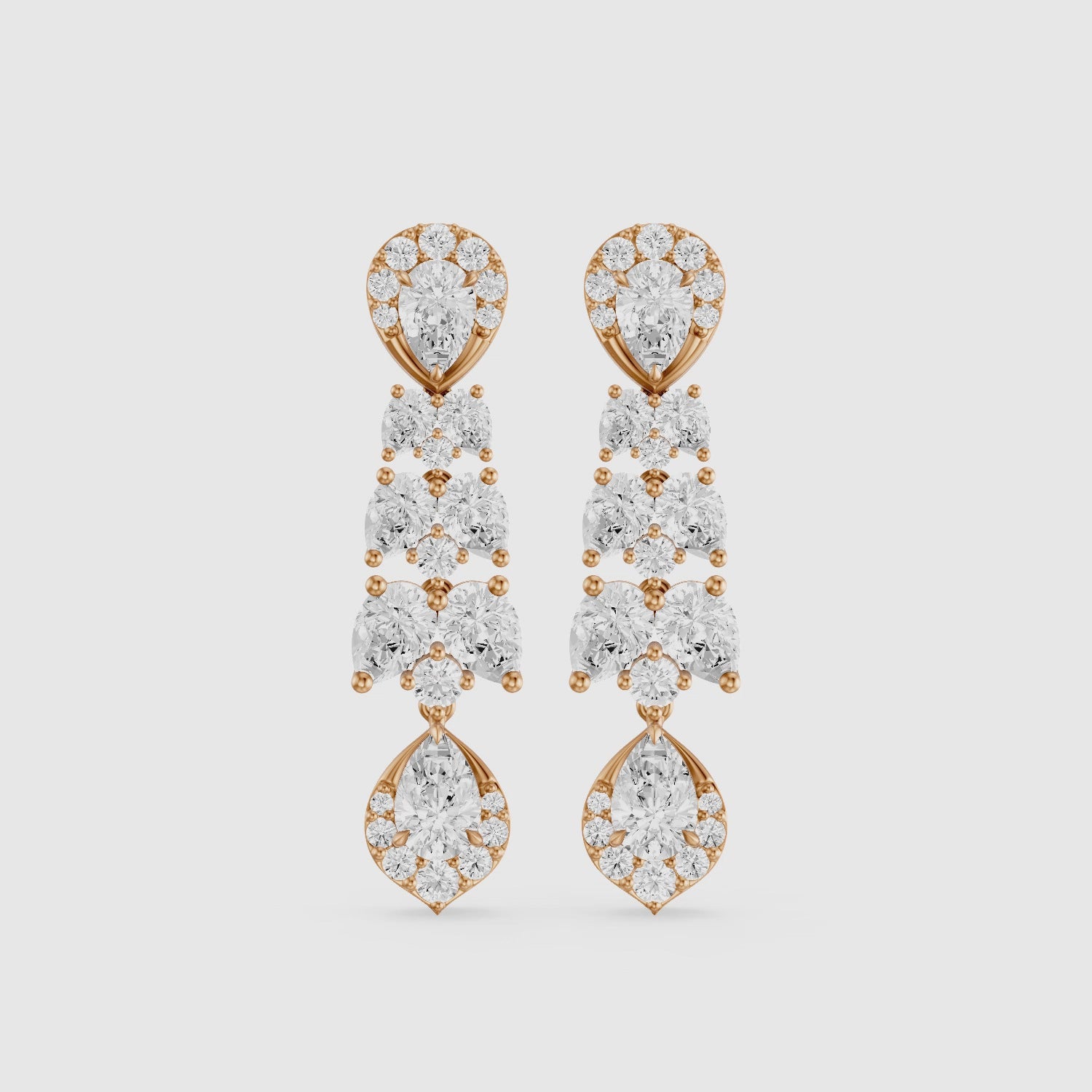 Load video: Geneva Pear Halo Lab Grown Diamond Chandelier Earrings