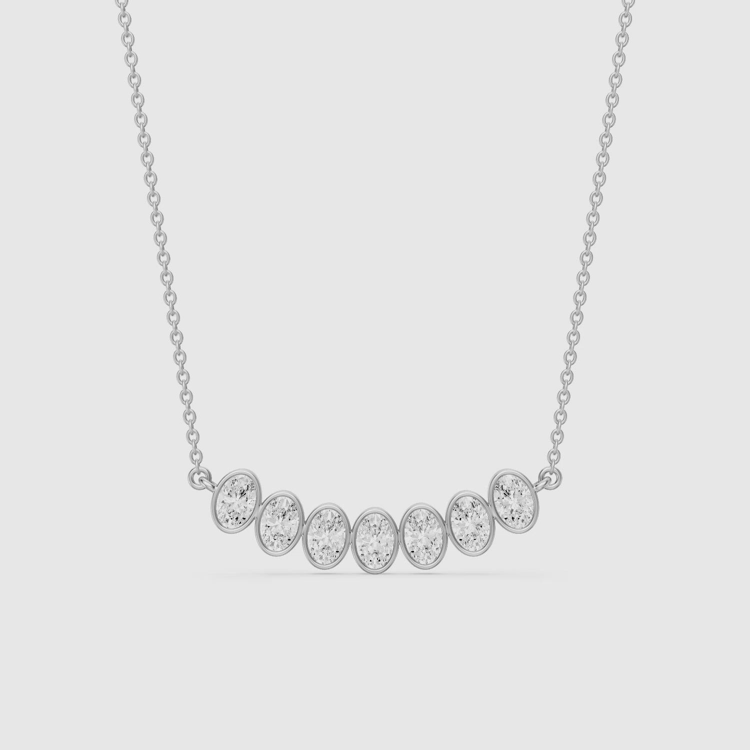 Load video: Larissa Oval Lab Grown Diamond Bezel Bar Necklace