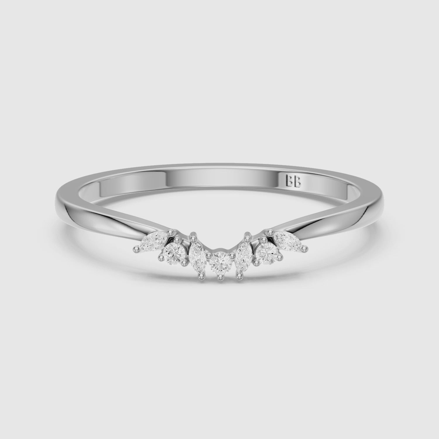 Load video: Lila Crown Style Lab Grown Diamond Curved Wedding Band
