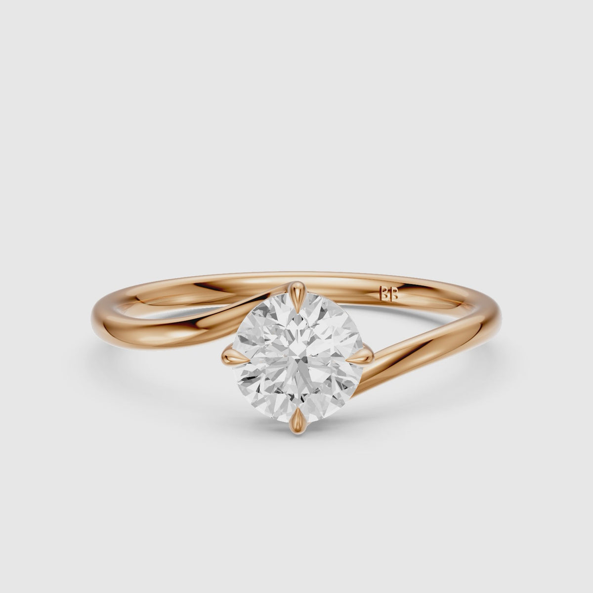 Load video: Aven Round Cut Solitaire Bypass Lab Grown Diamond Engagement Ring