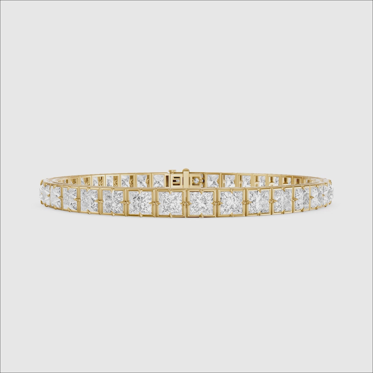 Load video: Nichele Princess Cut Lab Grown Diamond Bezel with Prong Tennis Bracelet