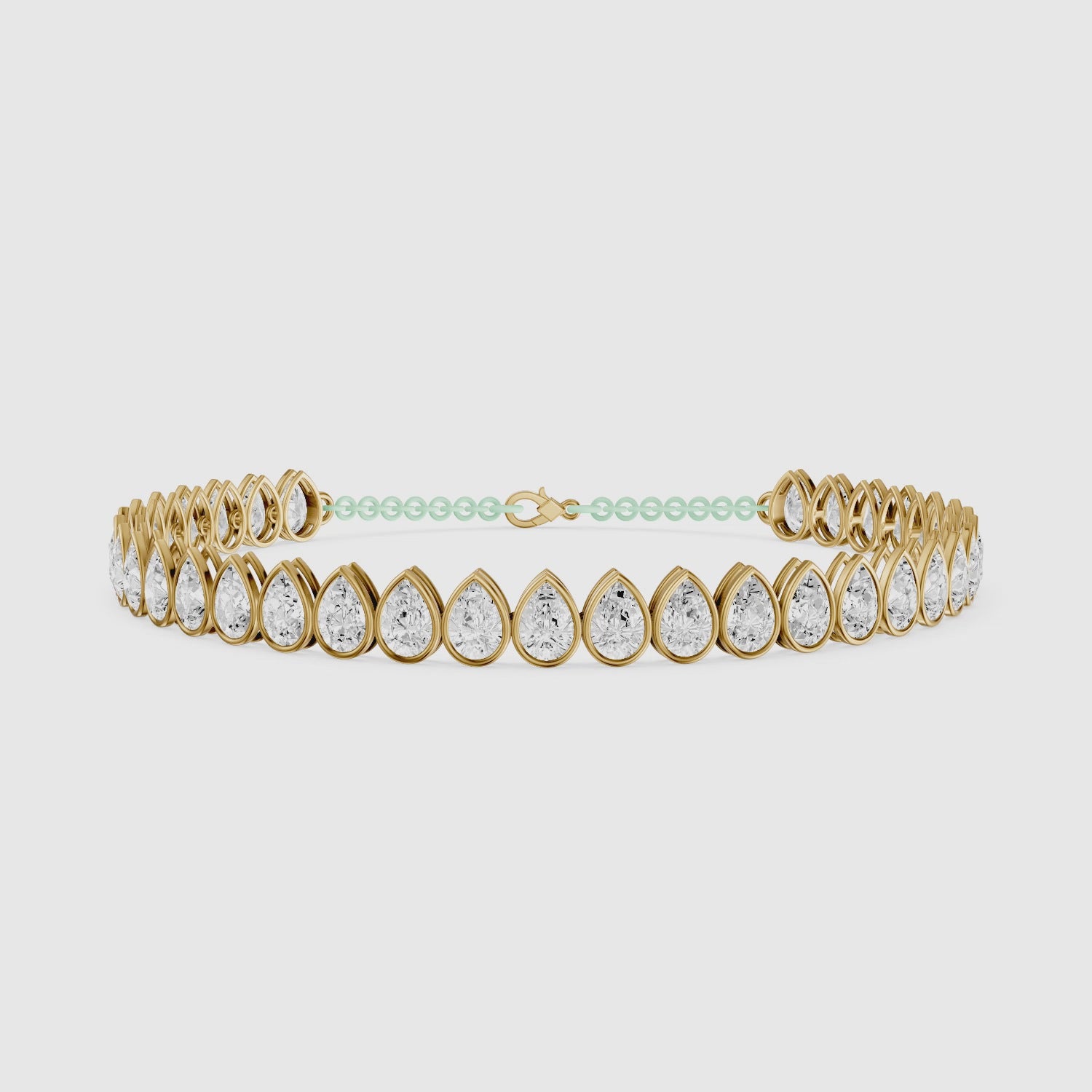Load video: Jenielle Pear Lab Grown Diamond Bezel Tennis Bracelet