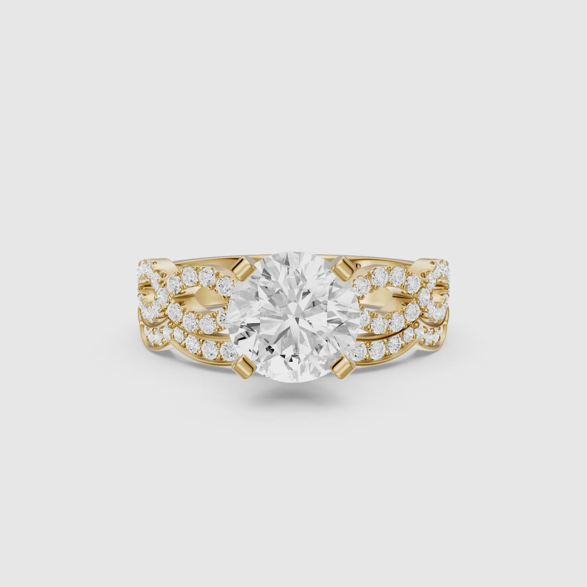 Load video: Bertina Round Lab Grown Diamond Infinity Twist Bridal Set