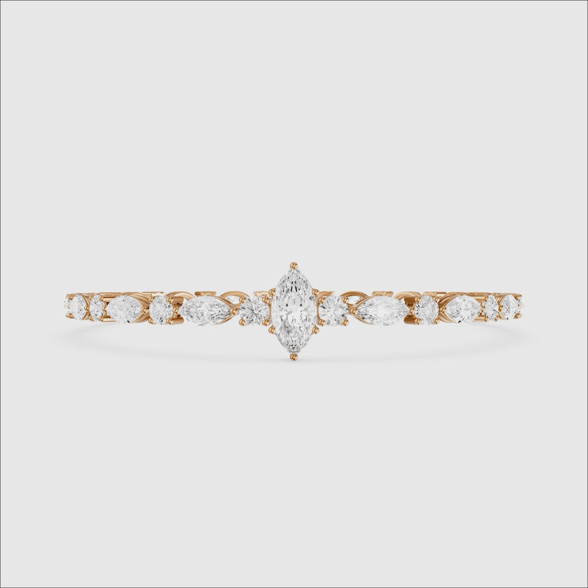 Load video: Angie Round and Marquise Lab Grown Diamond Tennis Bracelet
