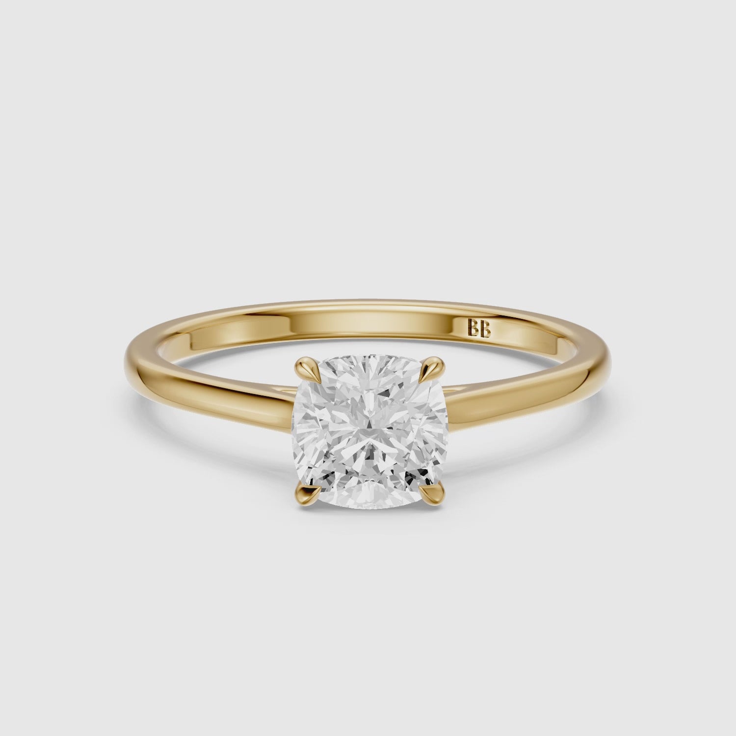 Load video: Cailyn Cushion Cut Solitaire Cathedral Style Lab Grown Diamond Ring