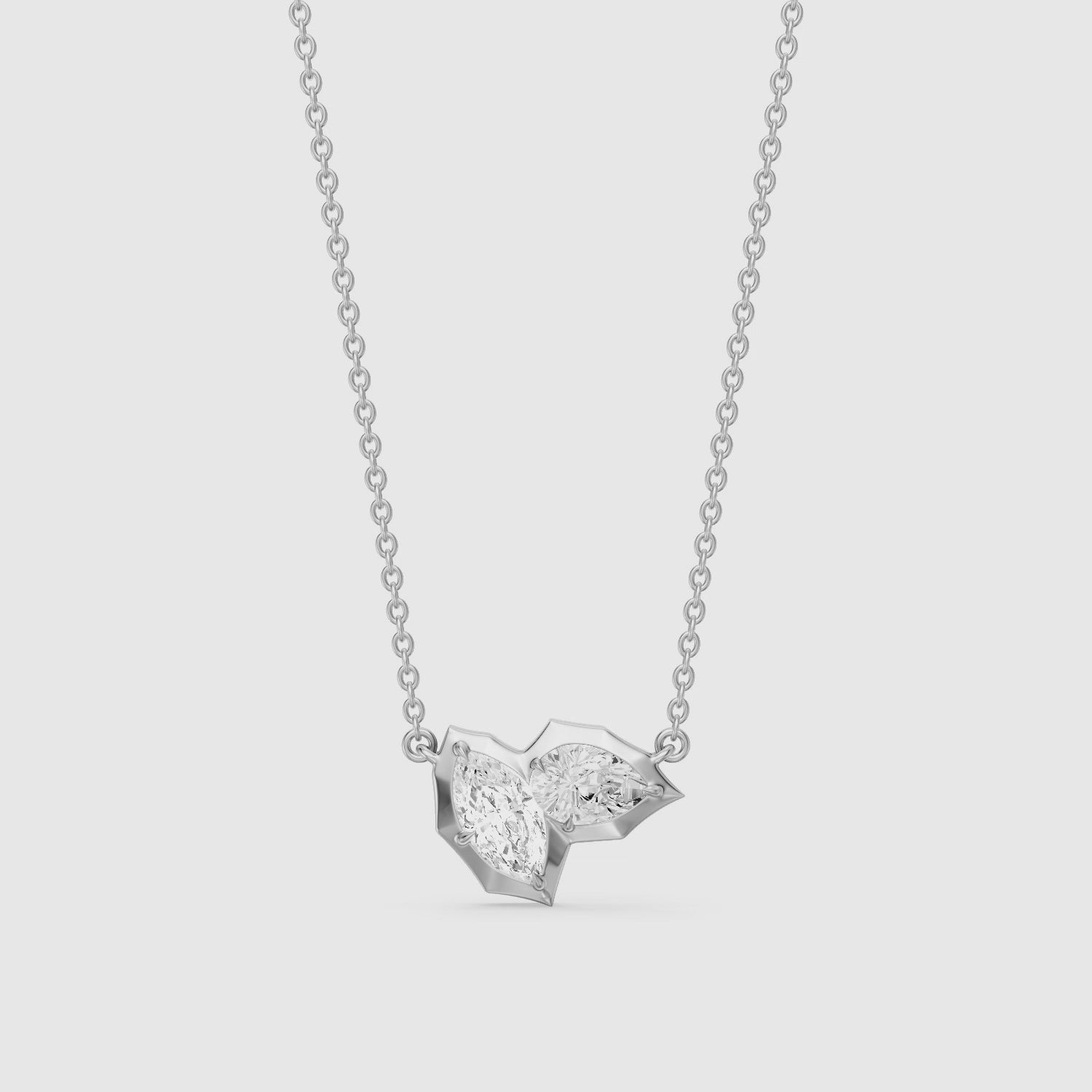 Load video: Ivana Marquise and Pear Lab Grown Diamond Toi et Moi Pendant