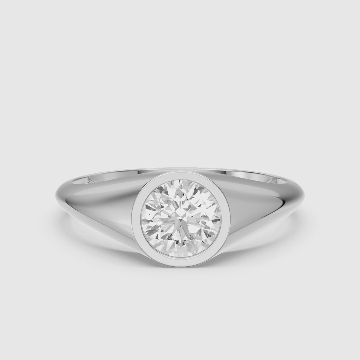 Load video: Vail Round Cut Lab Grown Diamond Bezel Solitaire Ring