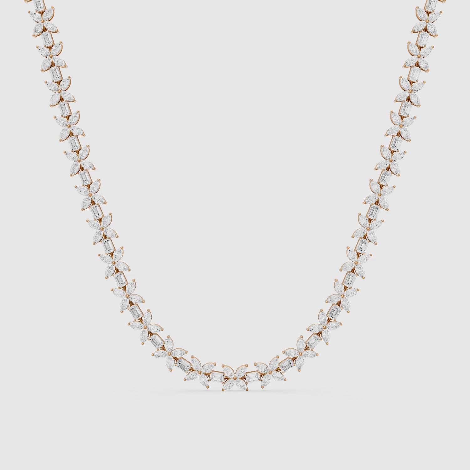 Load video: Aubree Marquise and Emerald Lab Grown Diamond Floral Necklace